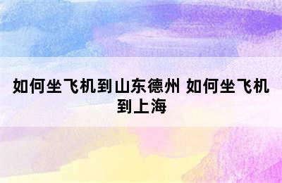 如何坐飞机到山东德州 如何坐飞机到上海